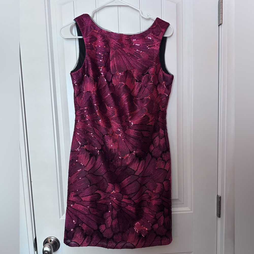 White House Black Market Wine Red Sequin Mini Dress